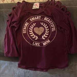 Purple Long Sleeve Tee with Laurel Wreath Design